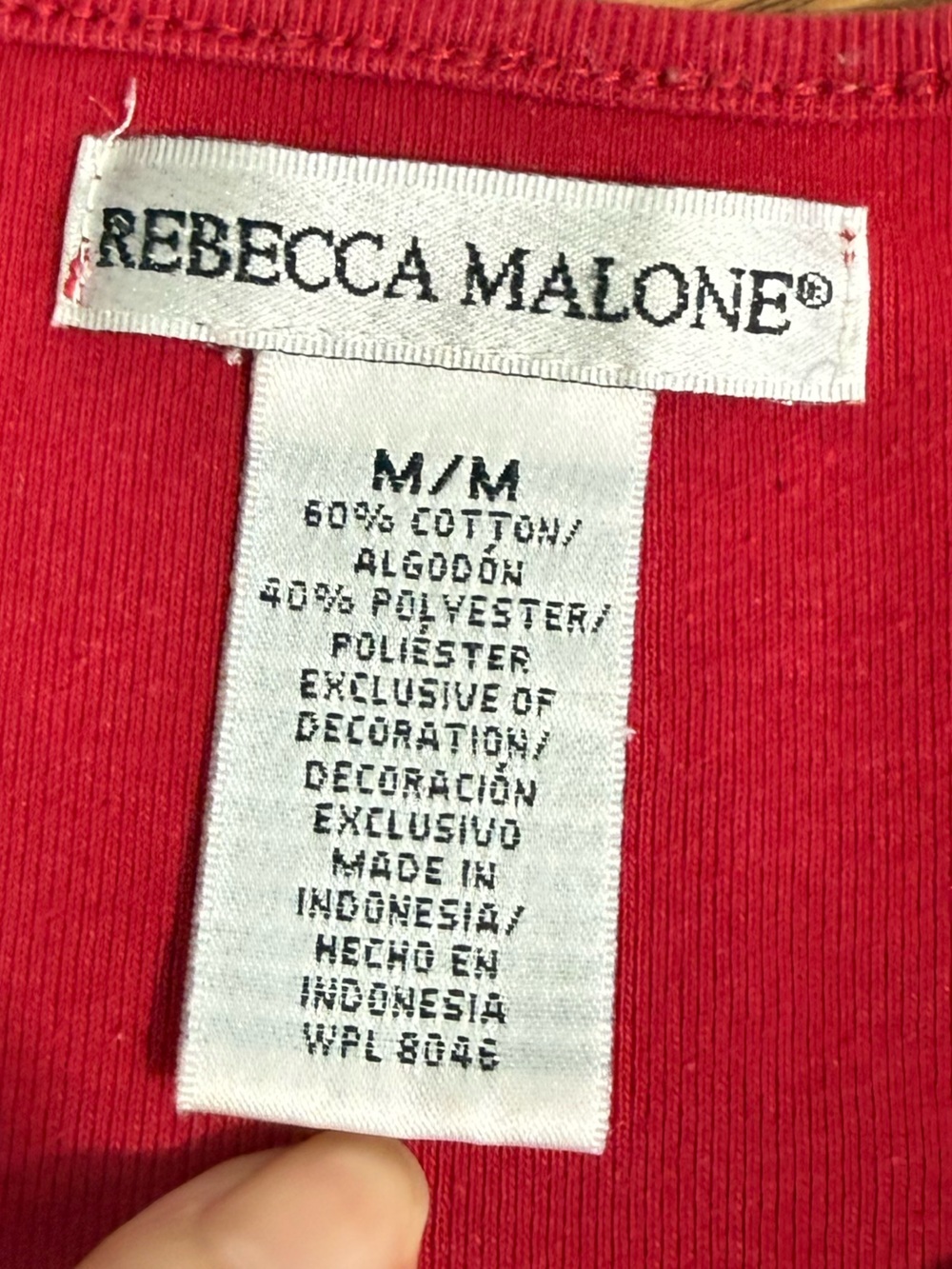 Rebecca Malone Crimson Red Summer Top with white floral Embroidery along V Neck - Picture 4 of 6